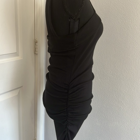 Michael Stars Opaline Black Ribbed Ruched Dress Size MP NWT - Picture 10 of 13
